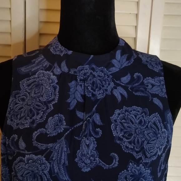 Tommy Hilfiger Navy Blue Floral Sleeveless Shift Dress Size 4 - Picture 6 of 10